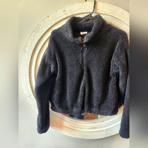 Black Cropped Quarter Zip Pullover